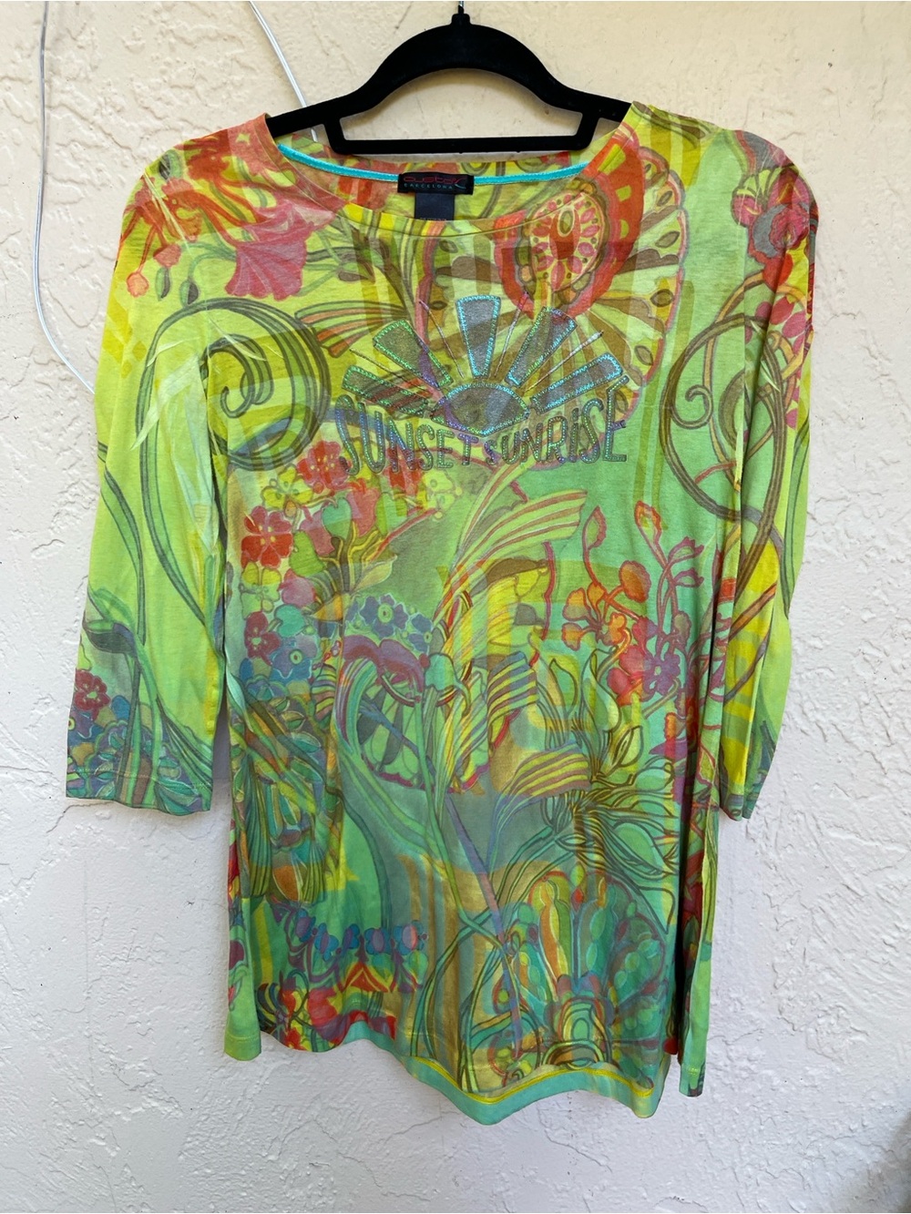 Custo Barcelona size 3 Sunset Sunrise Green &Orange Print
